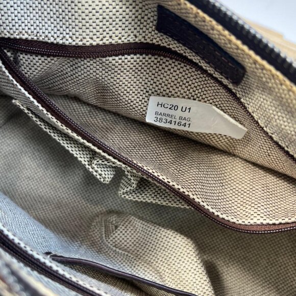 Dooney Bourke Women's Barrel Bag Brown DB Logo Canvas Leather Shoulder Purse - Picture 3 of 3